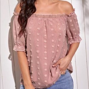Shein off shoulder dot frill blouse EUC, like new